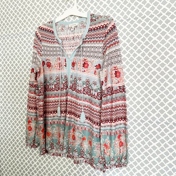 VINTAGE AMERICA Blue Boho Style Peasant Blouse – Size L - Picture 5 of 8